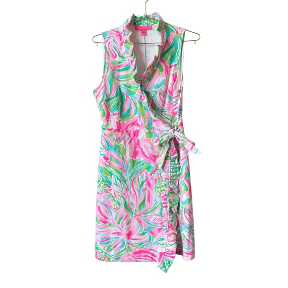 Lilly Pulitzer Dresses & Skirts - Lilly Pulitzer Romee Wrap Ruffle Dress Multi Croc My World Summer Preppy Small